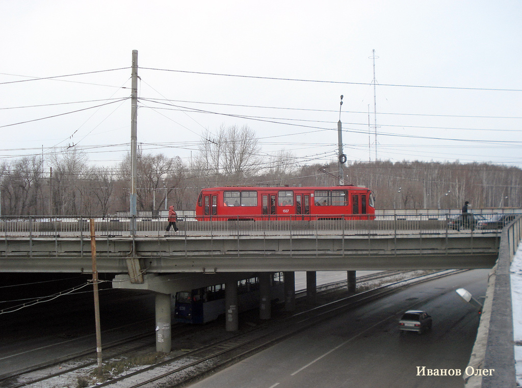 Kazaň, 71-134AE (LM-99AE) č. 1507; Kazaň, 71-605 (KTM-5M3) č. 1238; Kazaň — Big tram circle; Kazaň — ET Lines [4] — East