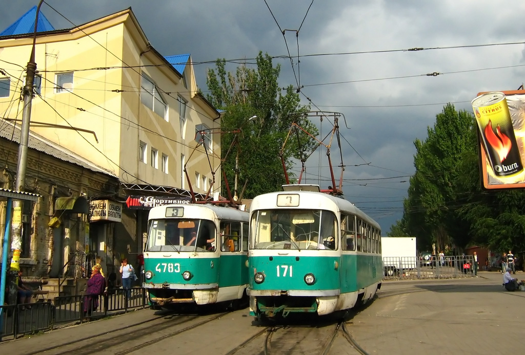 Донецк, Tatra T3SU (двухдверная) № 4783; Донецк, Tatra T3SU № 171