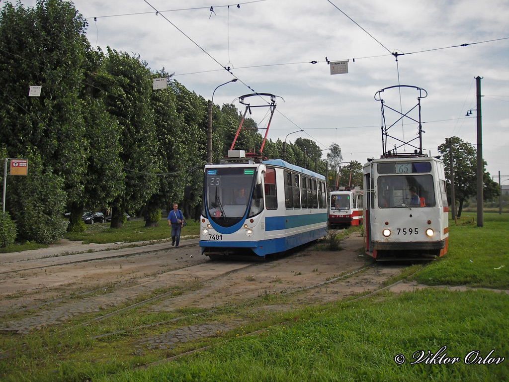 Санкт-Петербург, 71-134А (ЛМ-99АВН) № 7401; Санкт-Петербург, ЛМ-68М № 7595 Санкт-Петербург, 71-134А (ЛМ-99АВН) № 7401; Санкт-Петербург, ЛМ-68М № 7595