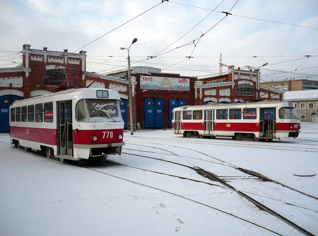 Самара, Tatra T3SU (двухдверная) № 770; Самара, Tatra T3SU № 809; Самара — Городское трамвайное депо