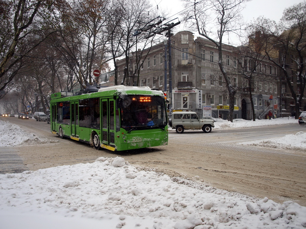 ოდესა, Trolza-5265.00 “Megapolis” № 3003; ოდესა — 15.12.2009 — Snowfall and Its Aftermath