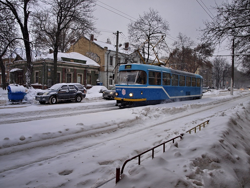 Одесса, Tatra T3R.P № 4073; Одесса — 15.12.2009 — Снегопад и его последствия