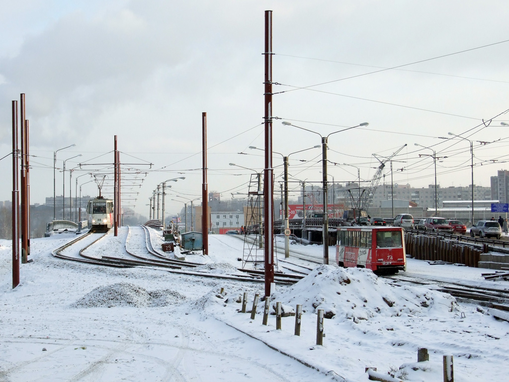 Череповец, 71-605 (КТМ-5М3) № 74; Череповец — Реконструкция мостового перехода через реку Ягорбу