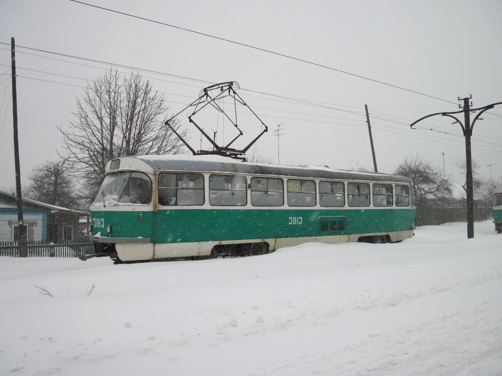 Донецк, Tatra T3SU (двухдверная) № 3813; Донецк — Снегопад-2009