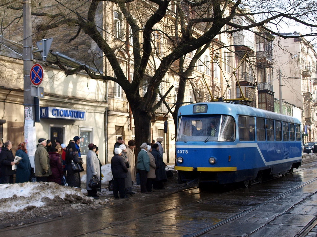Одесса, Tatra T3R.P № 4078; Одесса — 15.12.2009 — Снегопад и его последствия