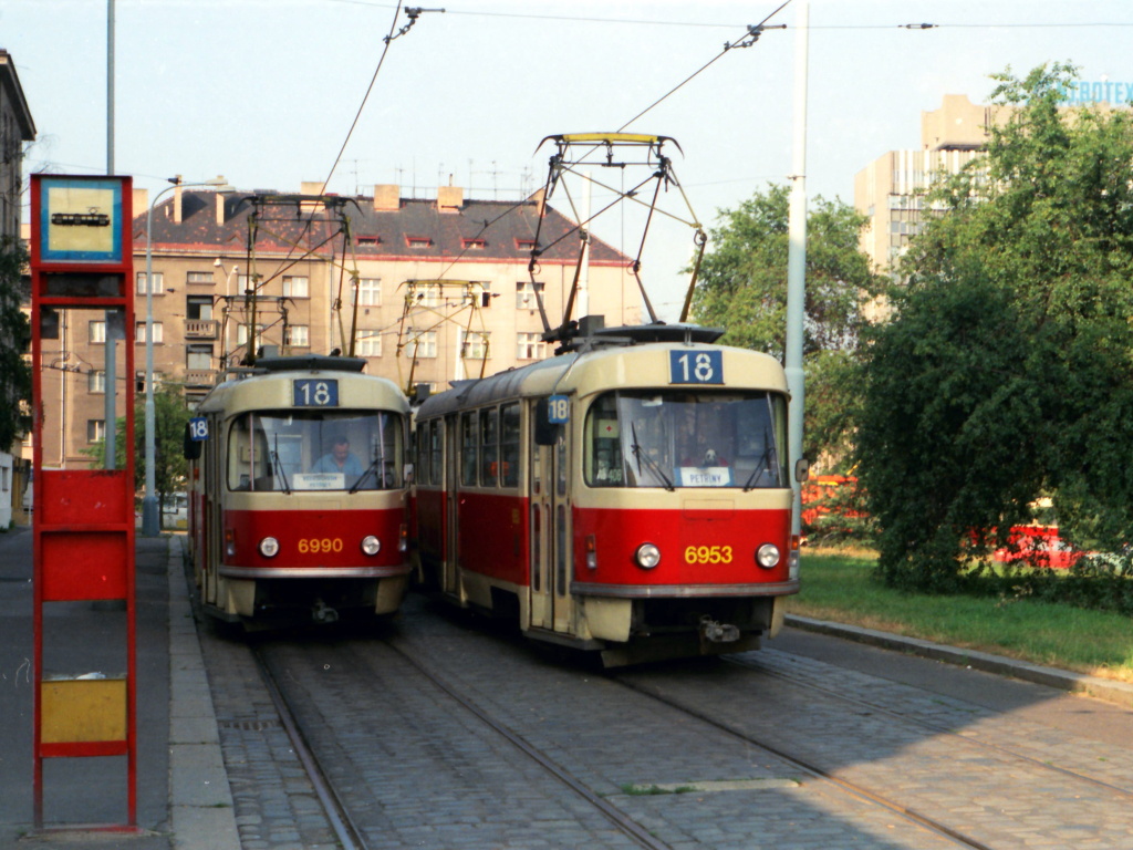 Прага, Tatra T3 № 6990; Прага, Tatra T3 № 6953; Прага — Конечные пункты