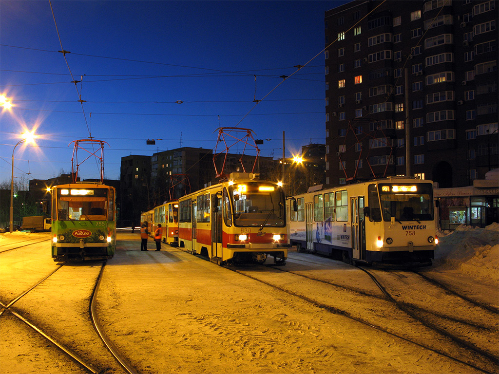 Екатеринбург, Tatra T6B5SU № 755; Екатеринбург, 71-405 № 830; Екатеринбург, Tatra T6B5SU № 758; Екатеринбург — Конечные станции и разворотные кольца