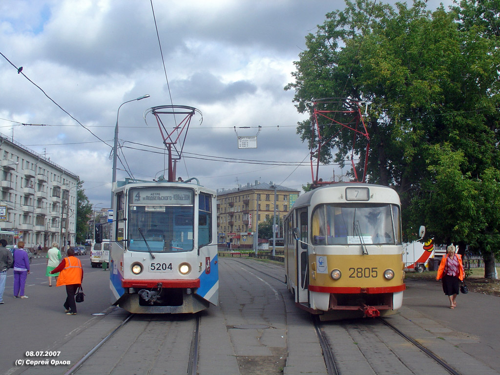 Москва, Tatra T3SU № 2805; Москва, 71-608КМ № 5204