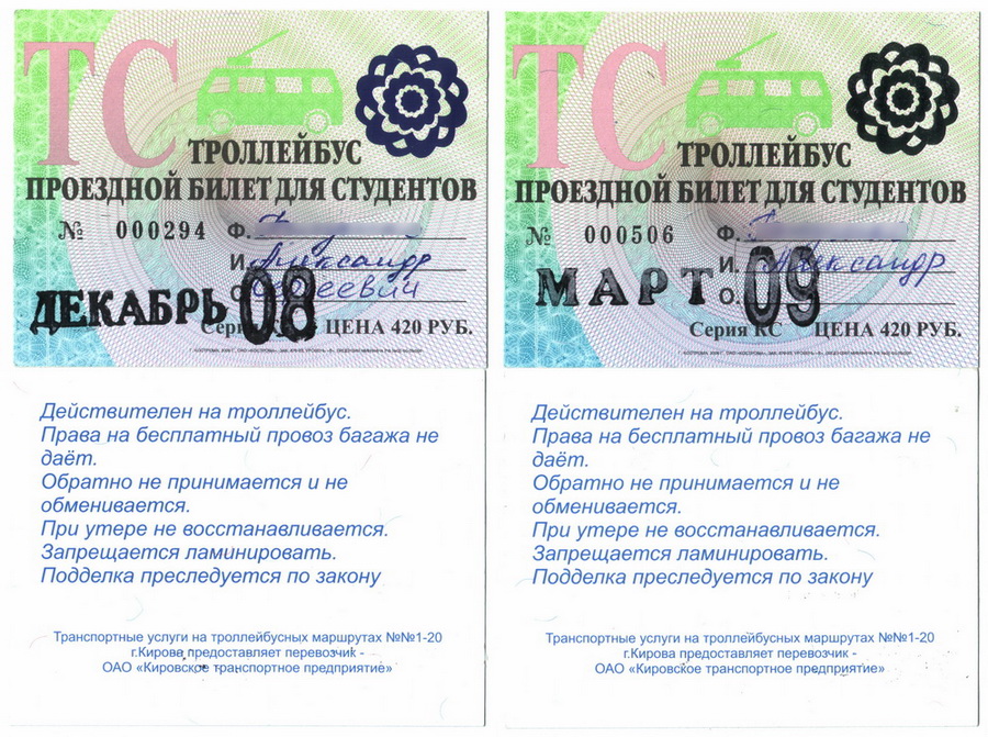 Киров — Проездные документы