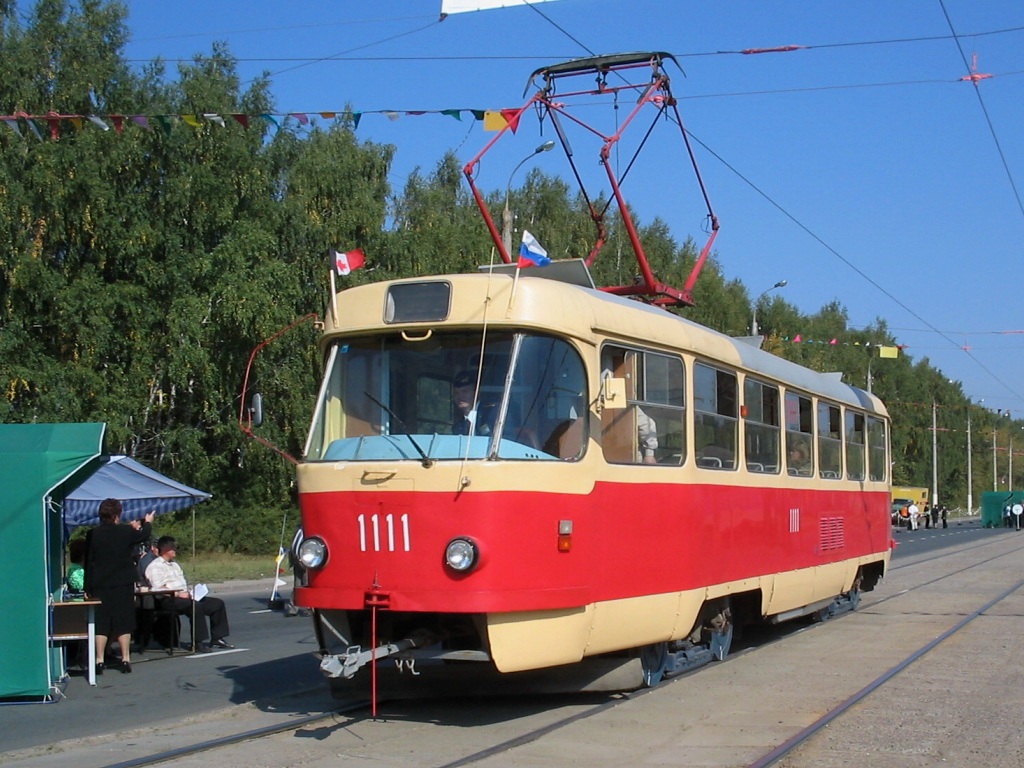 Ижевск, Tatra T3SU (двухдверная) № 1111; Казань — 11-й всероссийский конкурс профмастерства водителей трамвая, 2004