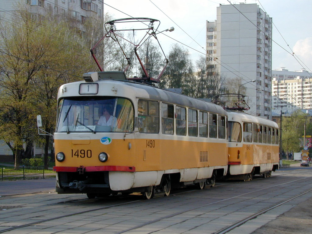 Москва, Tatra T3SU № 1490