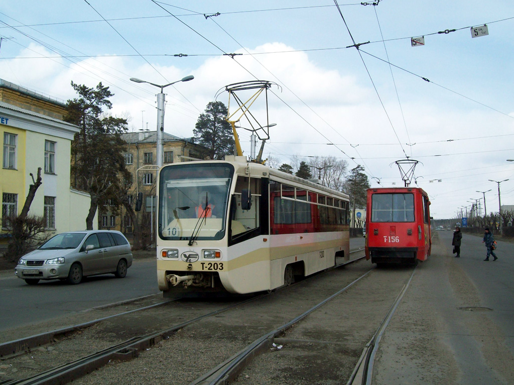 Ангарск, 71-619К № 203; Ангарск, 71-605 (КТМ-5М3) № 156