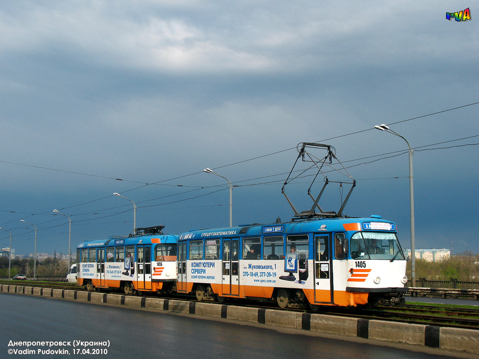 Dnipro, Tatra T3DC1 č. 1405; Dnipro — The ride on Tatra T3DC, April 17, 2010