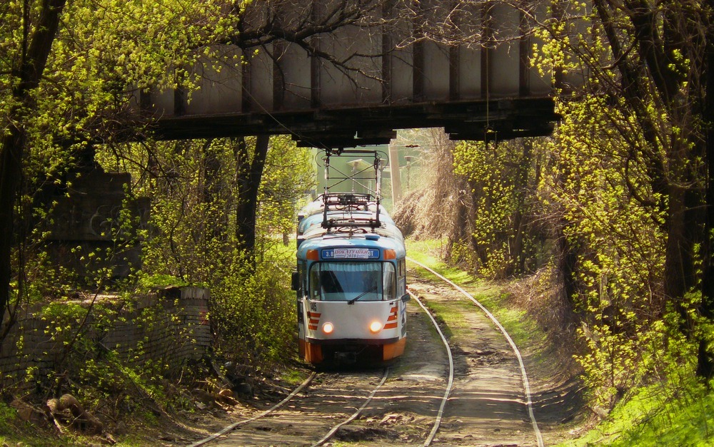 Dnipro, Tatra T3DC1 č. 1405; Dnipro — The ride on Tatra T3DC, April 17, 2010; Dnipro — Tram network — right-bank part