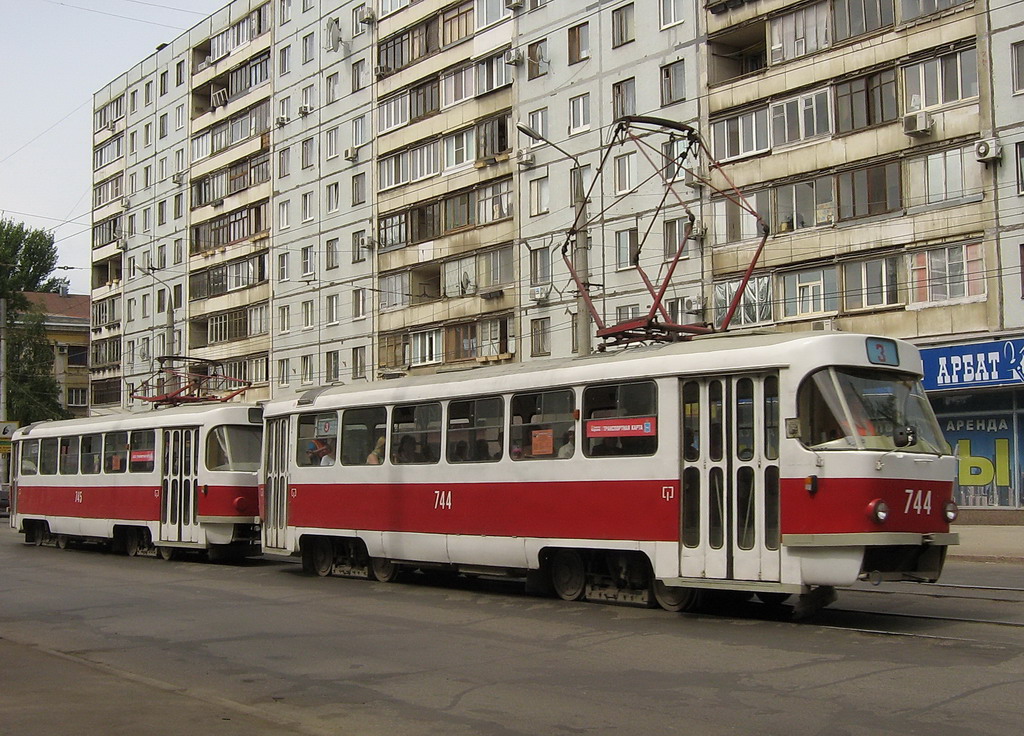 Самара, Tatra T3SU (двухдверная) № 744