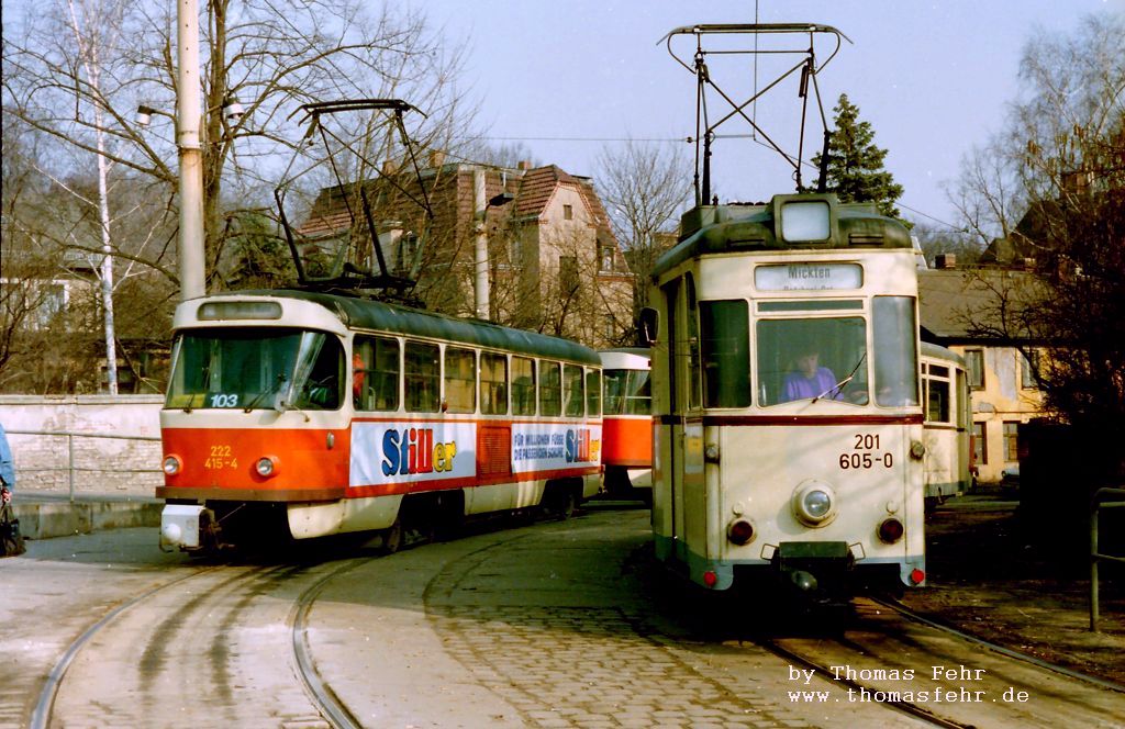 Дрезден, Tatra T4D № 222 415; Дрезден, Gotha T57 № 201 605