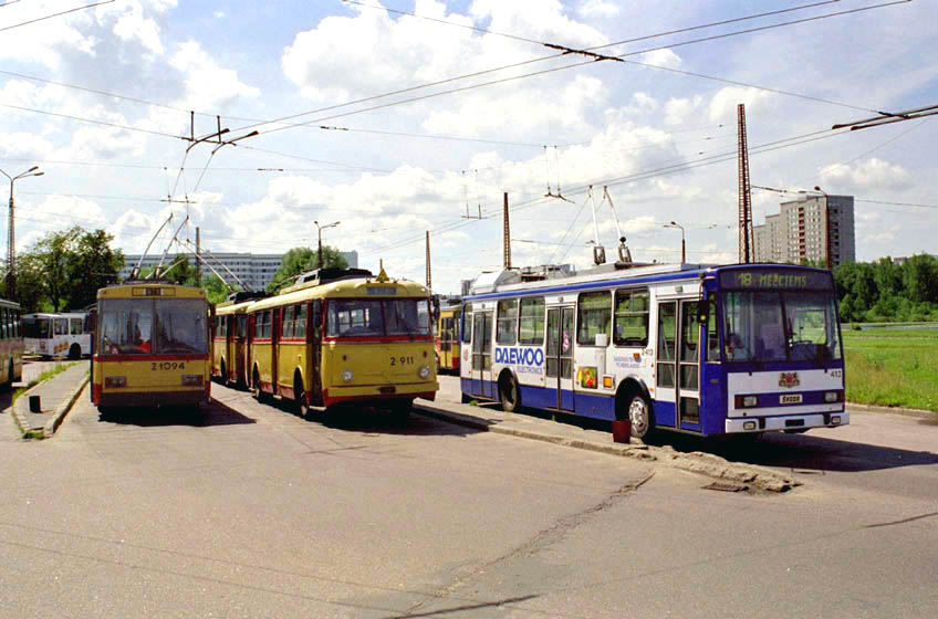 Рига, Škoda 14Tr02/6 № 2-1094; Рига, Škoda 9TrH29 № 2-911; Рига, Škoda 14Tr18/6M № 2-413