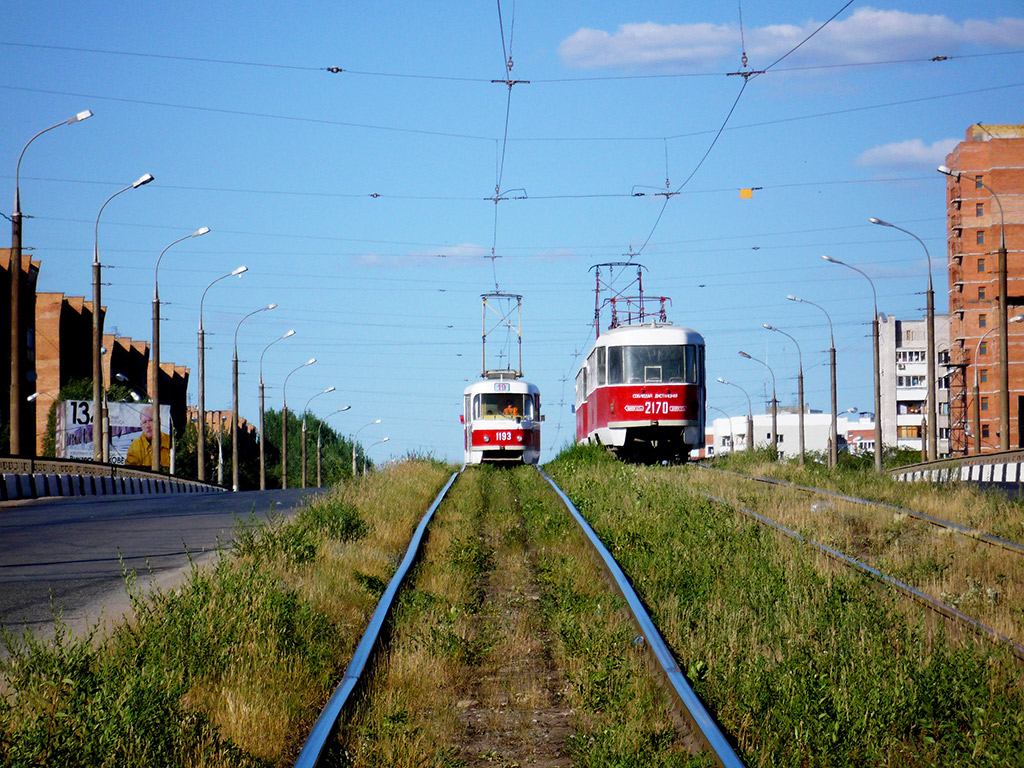 Самара, Tatra T3SU № 1193; Самара, Tatra T3SU № 2170; Самара — Трамвайные линии