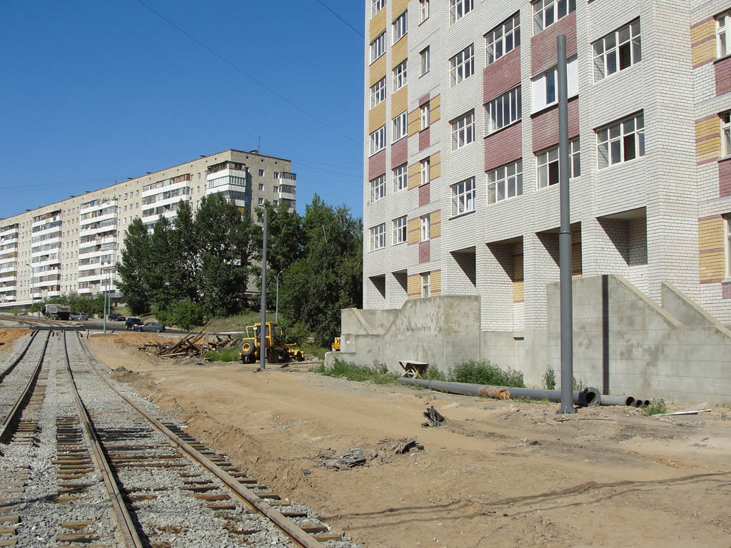 Kazan — Constuction of new tram line on Energetics and Serov streets
