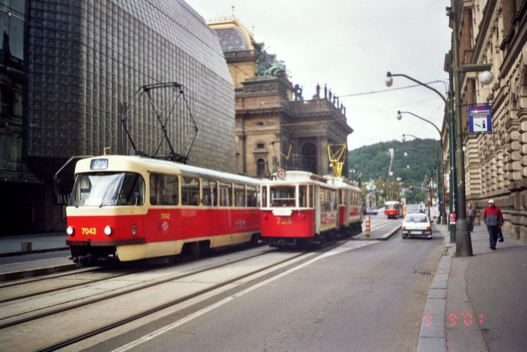 Prague, Ringhoffer 708-767 series № 723; Prague, Tatra T3SUCS № 7042