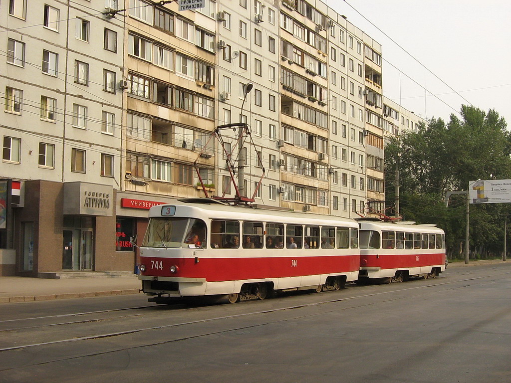Самара, Tatra T3SU (двухдверная) № 744