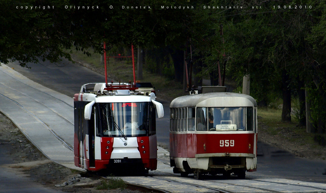 Донецк, 71-153 (ЛМ-2008) № 3201; Донецк, Tatra T3SU № 959; Донецк — Разные трамвайные фотографии