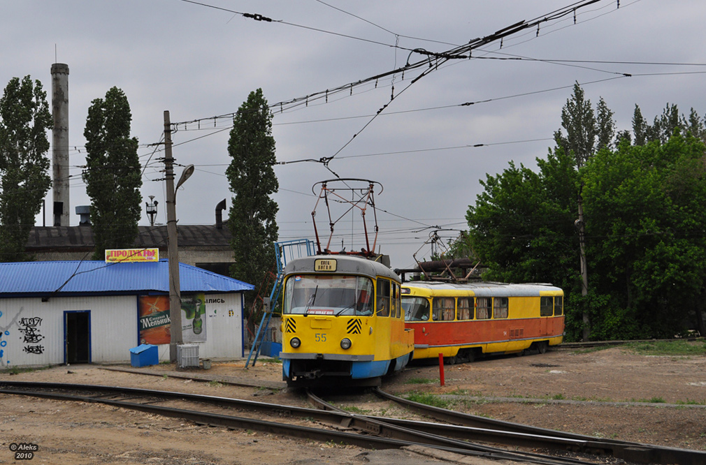 Волгоград, Tatra T3SU (двухдверная) № 55; Волгоград, Tatra T3SU (двухдверная) № 54