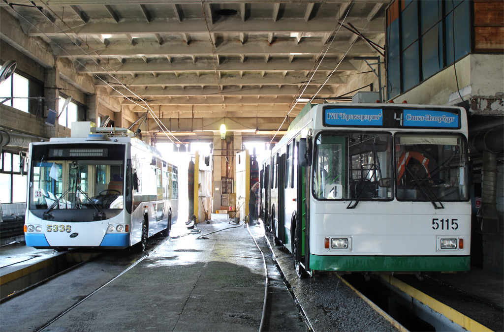 Sankt-Peterburg, VMZ-5298.01 “Avangard” № 5338; Sankt-Peterburg, VMZ-6215 № 5115; Sankt-Peterburg — Joint tramway-trolleybus depot