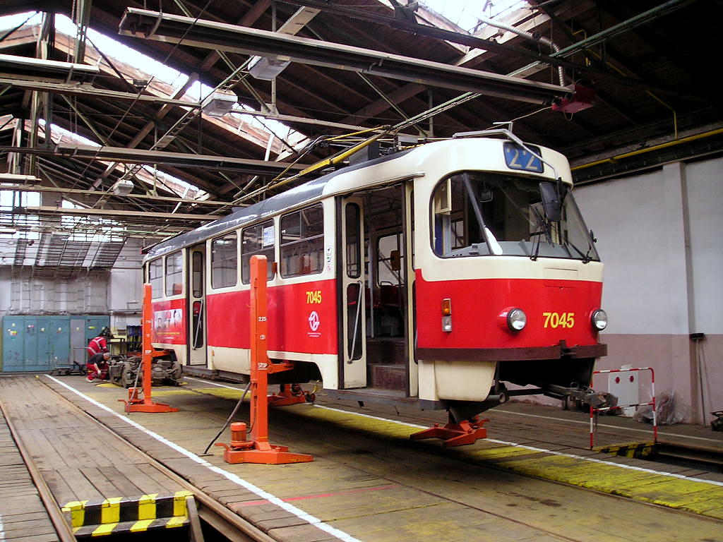 Prague, Tatra T3SUCS № 7045; Prague — Tram depots