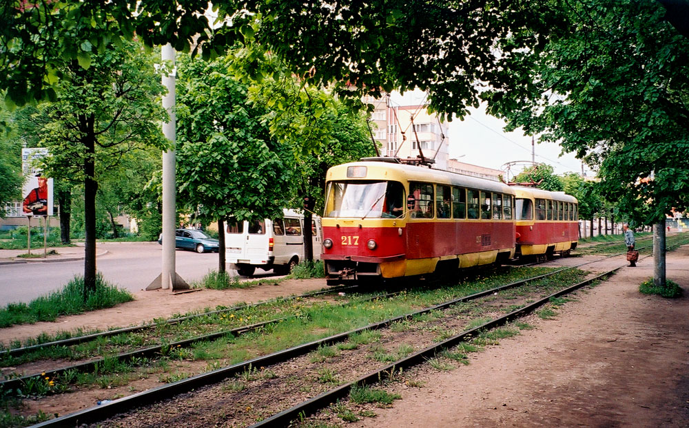 Тверь, Tatra T3SU № 217; Тверь — Тверской трамвай в начале 2000-х гг. (2002 — 2006 гг.); Тверь — Трамвайные линии: Центральный район Тверь, Tatra T3SU № 217; Тверь — Тверской трамвай в начале 2000-х гг. (2002 — 2006 гг.); Тверь — Трамвайные линии: Центральный район