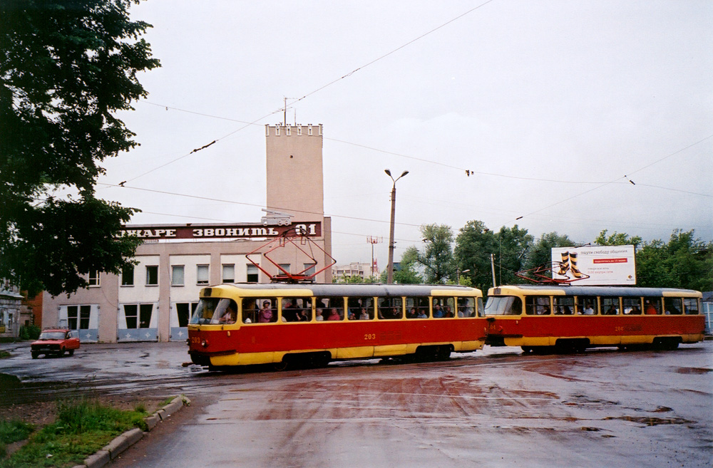Tver, Tatra T3SU Br. 203; Tver, Tatra T3SU Br. 204; Tver — Streetcar lines: Zavolzhsky district; Tver — Tver tramway in the early 2000s (2002 — 2006)