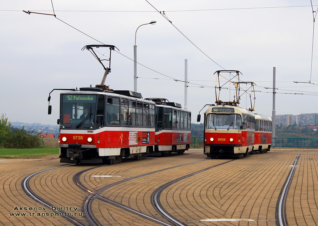 Prague, Tatra T6A5 Br. 8738; Prague, Tatra T3R.P Br. 8434