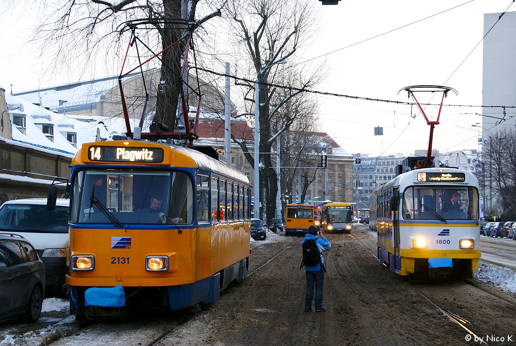 Leipzig, Tatra T4D-M1 # 2131; Leipzig, Tatra T4D-M1 # 1800 Leipzig, Tatra T4D-M1 # 2131; Leipzig, Tatra T4D-M1 # 1800