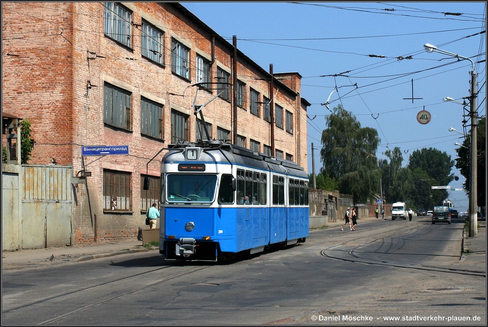 Vinnytsja, SWS/SIG/BBC Be 4/6 "Mirage" # 289; Vinnytsja — Tramway Lines and Infrastructure