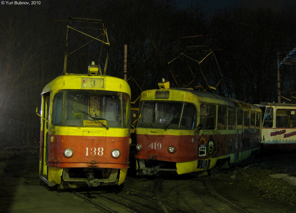 Курск, Tatra T3SU № 138; Курск, Tatra T3SU № 419; Курск — Ночёвка трамвайных вагонов вне депо