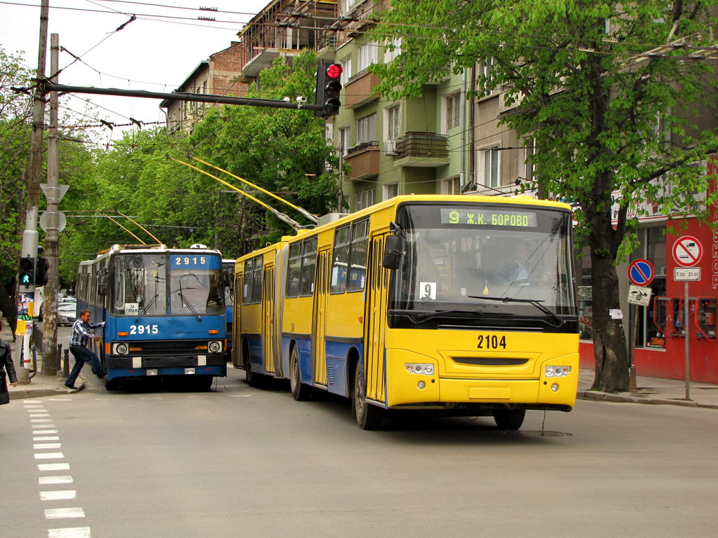 София, Ikarus 280.92 № 2915; София, Ikarus 280.92F № 2104
