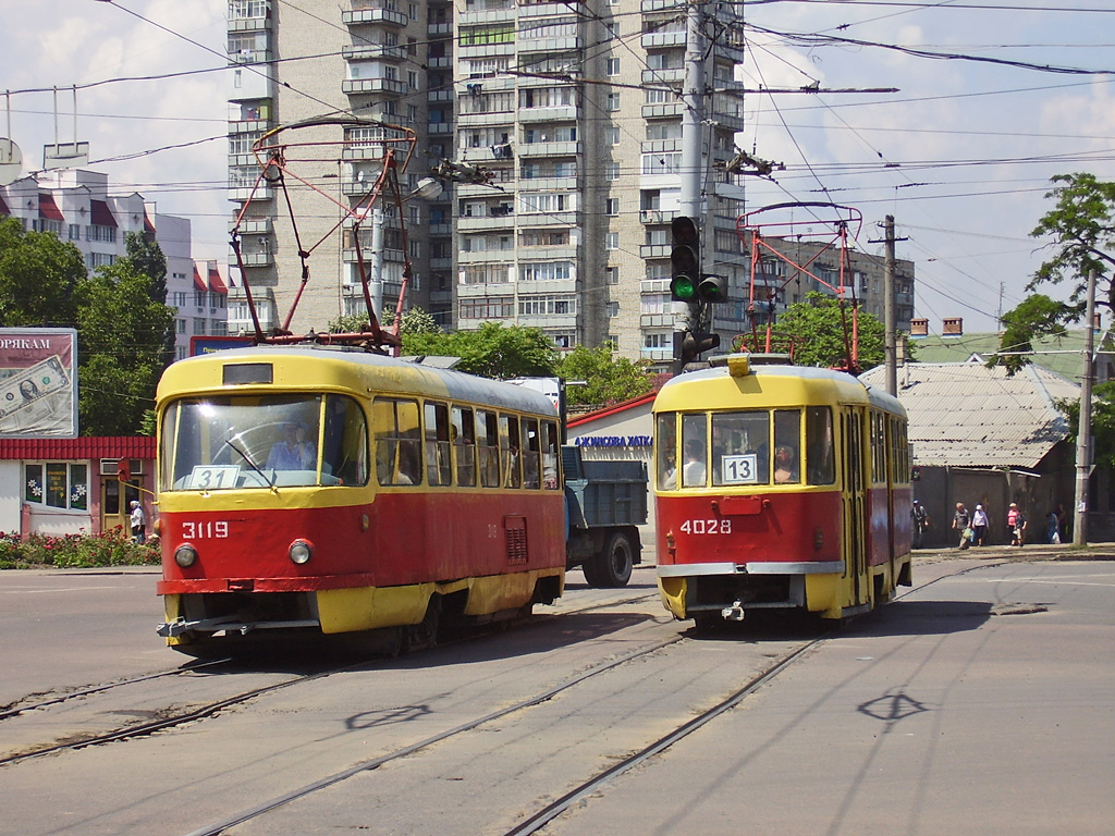 Одесса, Tatra T3SU (двухдверная) № 3119; Одесса, Tatra T3SU № 4028