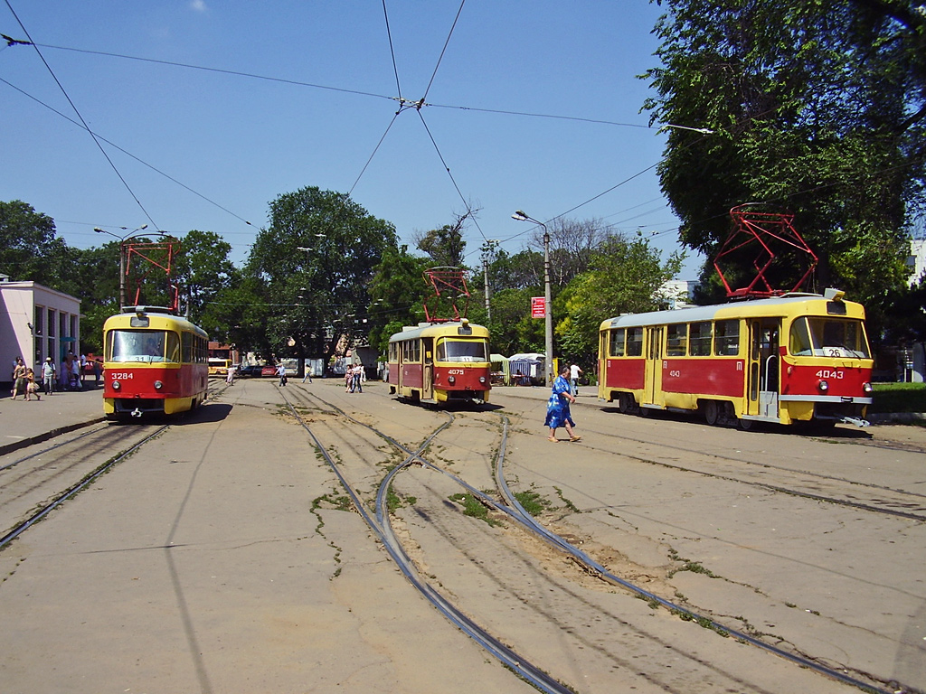 Одесса, Tatra T3SU № 3284; Одесса, Tatra T3SU № 4075; Одесса, Tatra T3SU № 4043; Одесса — Конечные станции; Одесса — Трамвайные линии: Вокзал → Люстдорф → Рыбный порт