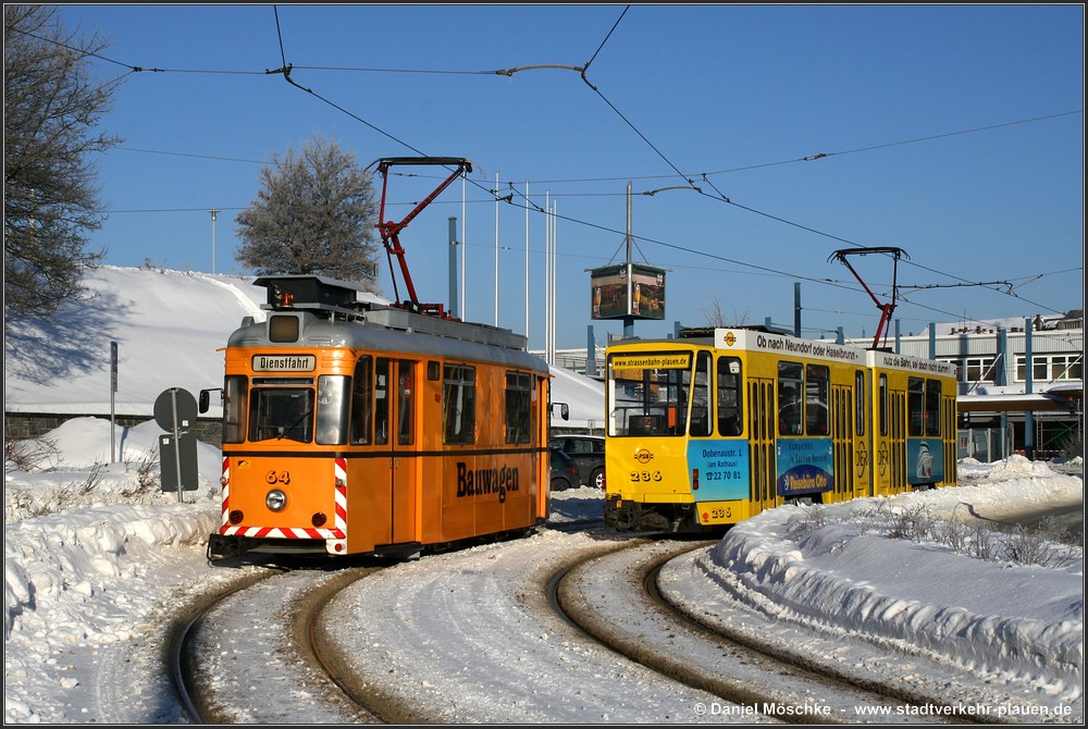 Плауэн, Gotha T57 № 64; Плауэн, Tatra KT4DMC № 236