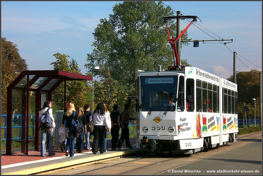 Плауэн, Tatra KT4DMC № 203; Плауэн — Линия на Unterer Bahnhof (закрыта 30.03.2007)