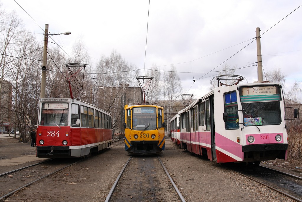 Томск, 71-605 (КТМ-5М3) № 284; Томск, 71-608КМ № 320; Томск, 71-608К № 310; Томск — Трамвайные линии, конечные