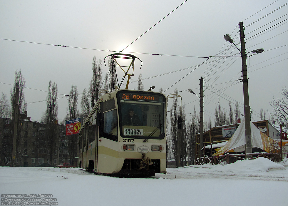 Харьков, 71-619КТ № 3102; Харьков — Транспортовка 23.01.2011 — поездка на трамвае КТМ-19 приуроченная к 10-летию транспортного сообщества в Харькове