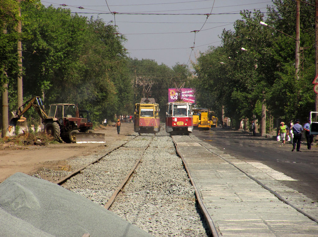 Орск, 71-605 (КТМ-5М3) № 312; Орск, Сетеизмеритель НТТРЗ № Служба пути-2; Орск — Реконструкция трамвайных путей по улице Строителей