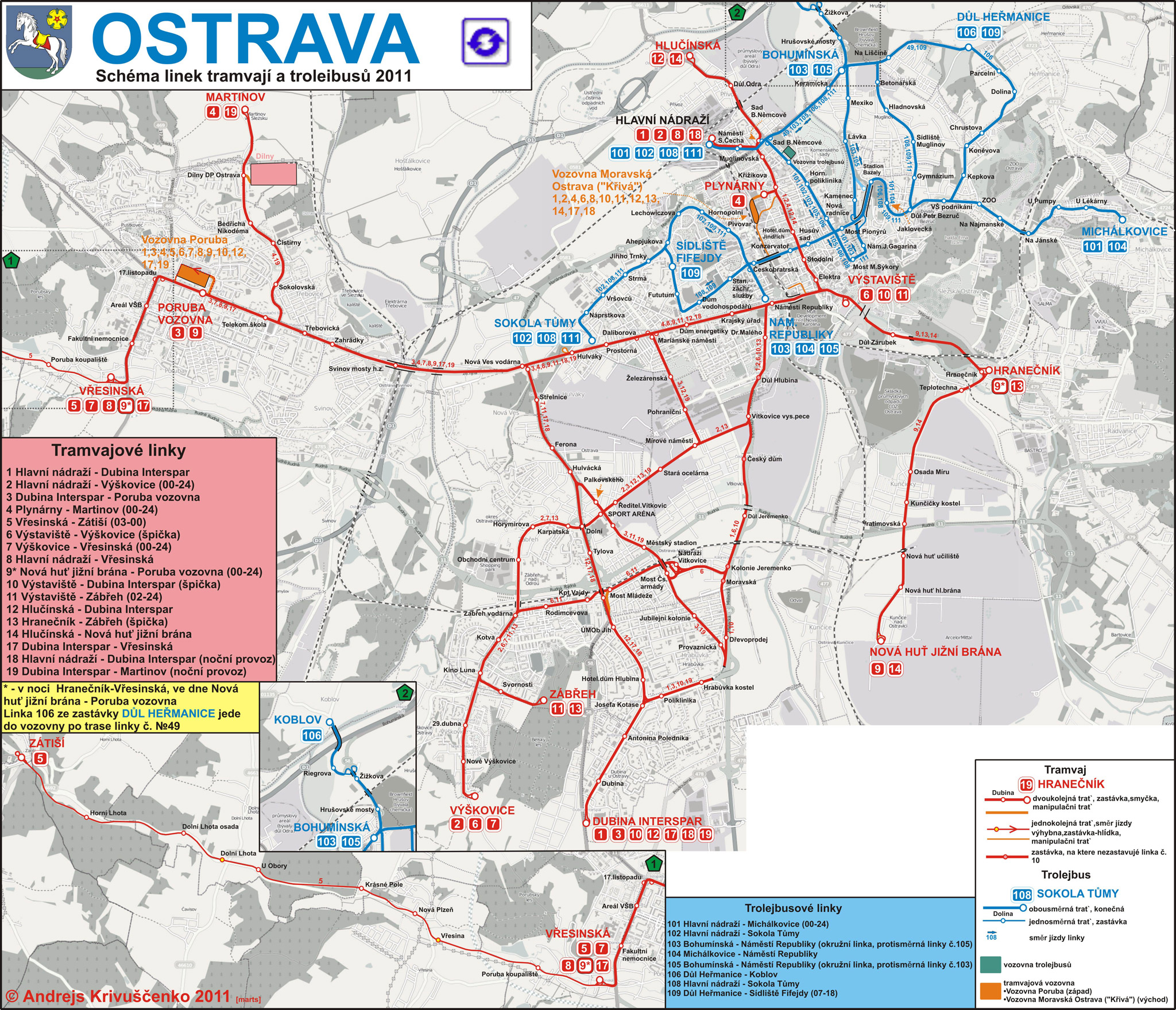 Острава — Схемы