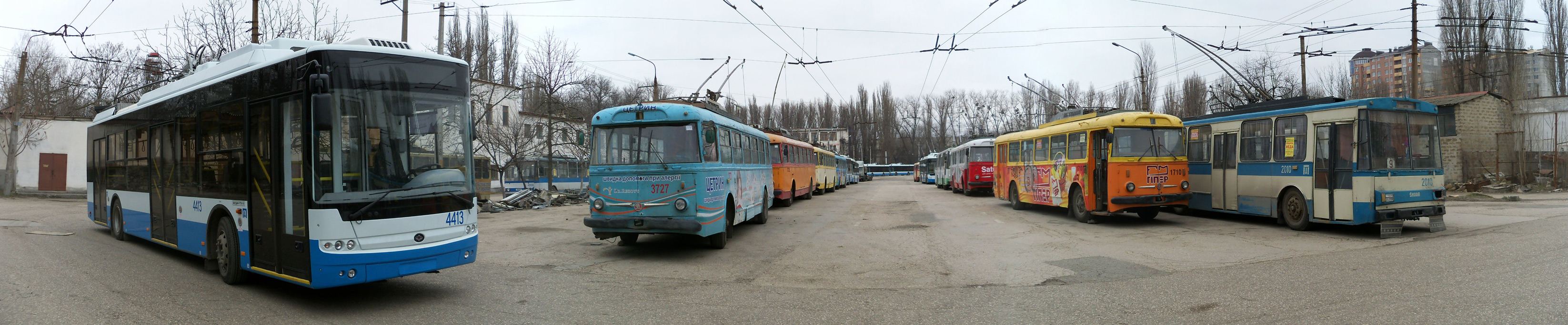 Крымский троллейбус, Богдан Т70115 № 4413; Крымский троллейбус, Škoda 9TrH27 № 3727; Крымский троллейбус, Škoda 9TrH27 № 1710; Крымский троллейбус, Škoda 14Tr02/6 № 2010