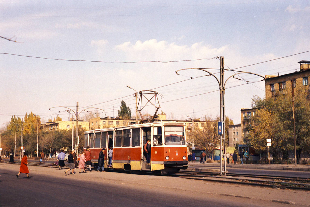 Караганда, 71-605 (КТМ-5М3) № 11; Караганда — Старые фотографии (до 2000 г.); Караганда — Трамвайные линии