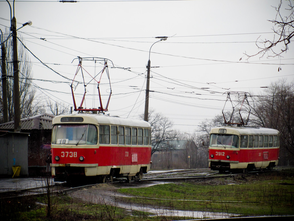 Донецк, Tatra T3SU (двухдверная) № 3738; Донецк, Tatra T3SU (двухдверная) № 3912
