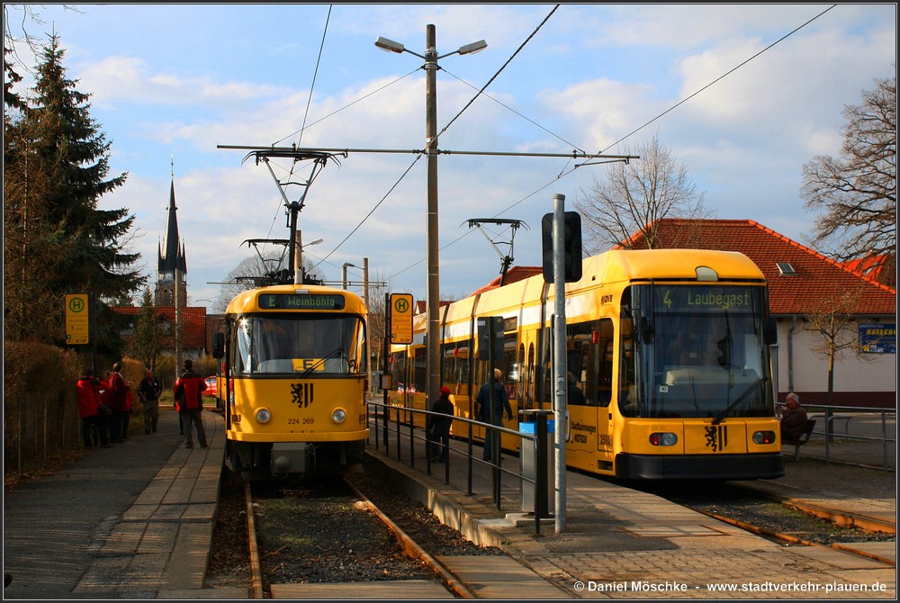 Дрезден, Tatra T4D-MT № 224 269; Дрезден, SachsenTram NGT 6 DD ZR № 2593