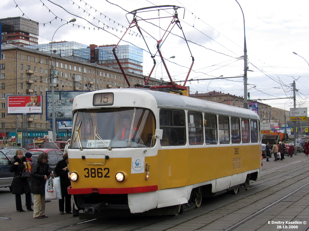 Москва, Tatra T3SU № 3862