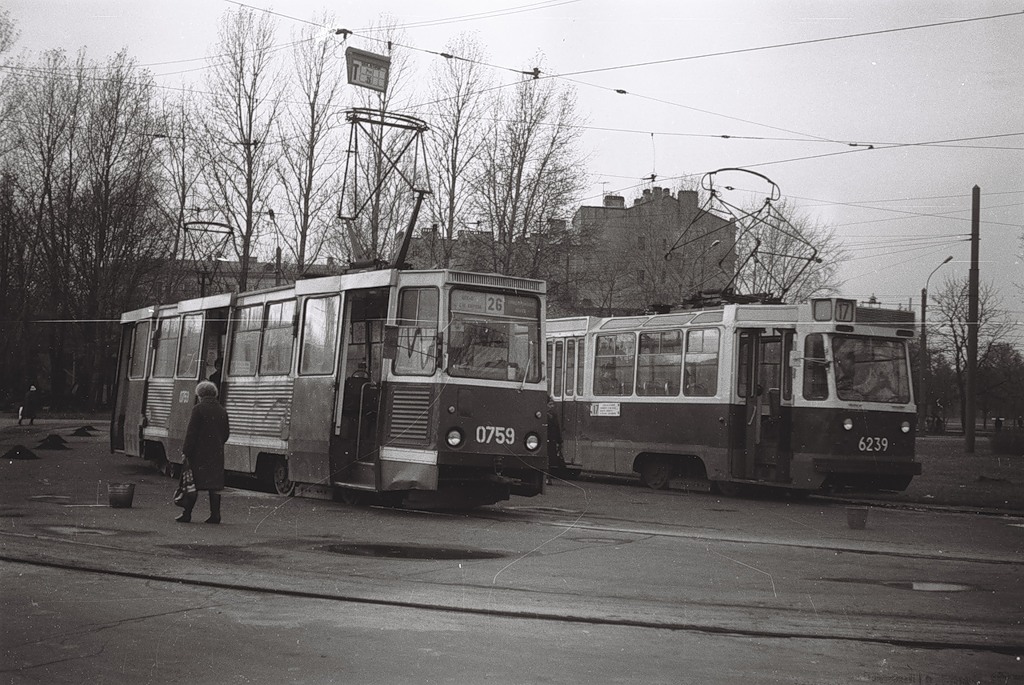 Санкт-Петербург, 71-605 (КТМ-5М3) № 0759; Санкт-Петербург, ЛМ-68 № 6239; Санкт-Петербург — Исторические фотографии трамвайных вагонов
